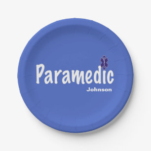 BLUE Customizable Name Paramedic Paper Plate