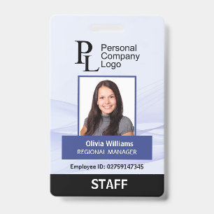 BLUE Customized Vertical Company Staff Photo ID Badge