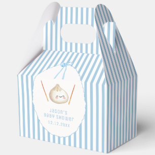 Blue Cute Boy Bow Asian Dumpling Baby Shower Favor Box