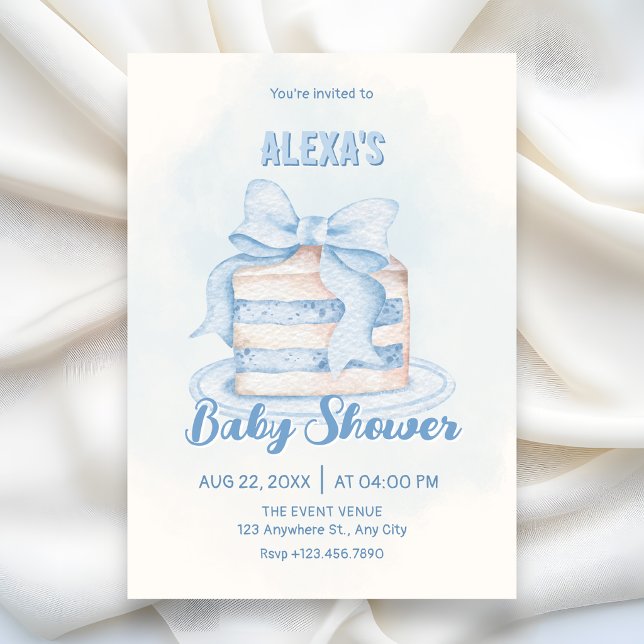 Blue cute cake baby shower invitation (Creator Uploaded)