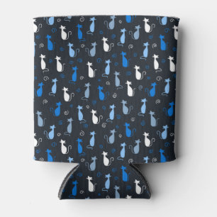 blue cute cat pattern can cooler