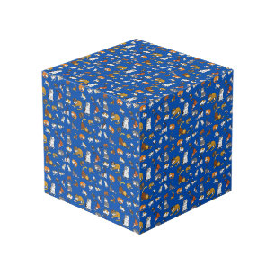 blue cute cat pattern design for cat lovers- cube