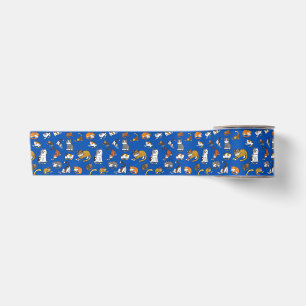 blue cute cat pattern design for cat lovers- satin ribbon