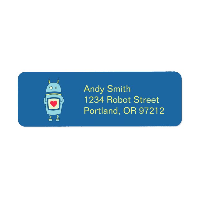 Blue Cute Clumsy Robot With Heart (Front)