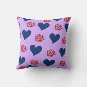 Blue Cute Cozy Modern Romantic Chic Stylish Heart Throw Pillow