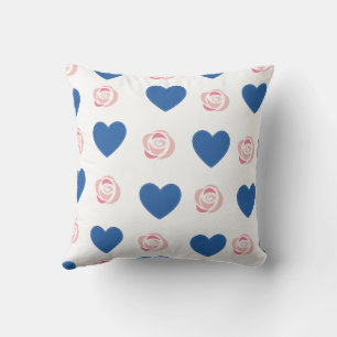 Blue Cute Cozy Modern Romantic Chic Stylish Heart  Throw Pillow