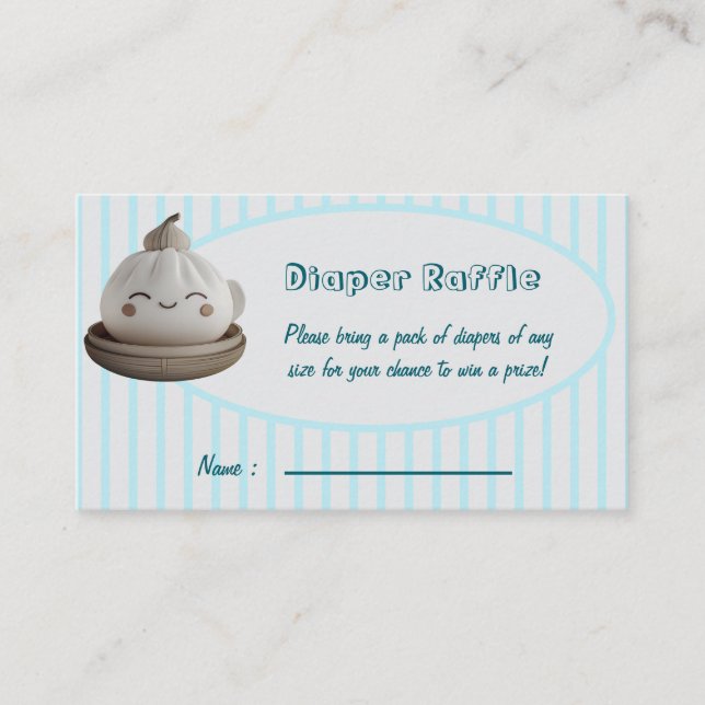 Blue Cute Dumpling Diaper Raffle Enclosure Card (Front)