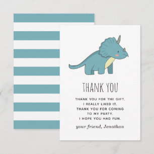 Blue cute funny dinosaur. Dino kids boy birthday Thank You Card