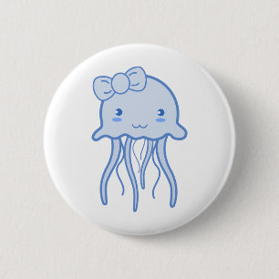 Blue Cute Jellyfish 2 Inch Round Button