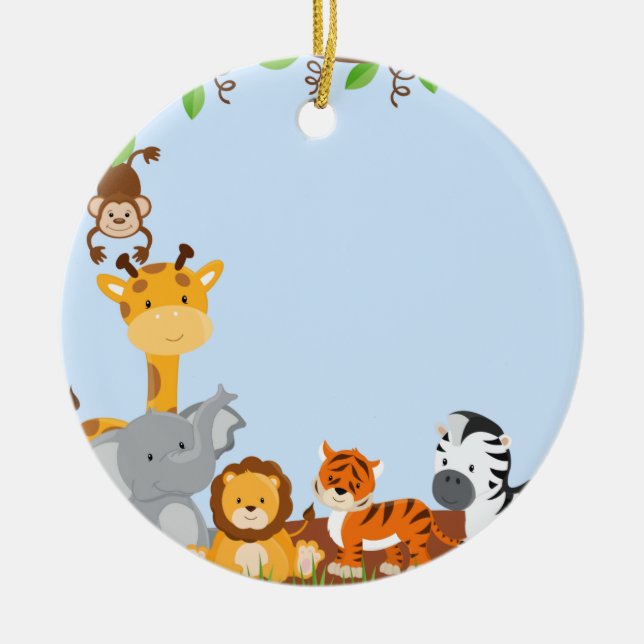 Blue Cute Jungle Baby Animal Ornament (Front)