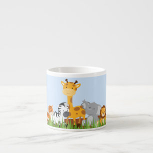 Blue Cute Jungle Baby Animals Espresso Mug