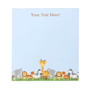 Blue Cute Jungle Baby Animals Notepad