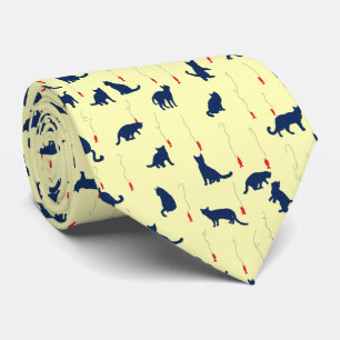 Blue cute kittens and red fishes tie