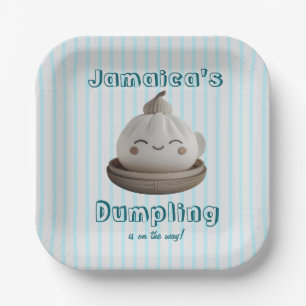 Blue Cute Little Dumpling On the Way  Paper Plate