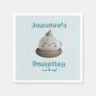 Blue Cute Little Dumpling On the Way Party Napkins