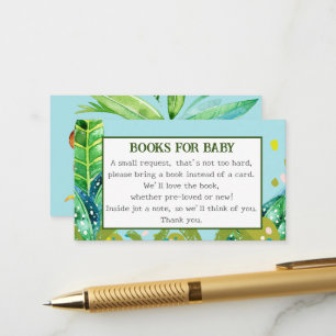 Blue Cute Monkey 2 Baby Books Request   Enclosure Card