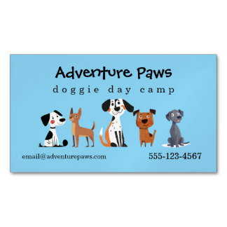 Blue Cute Pet Dogs | Animal Services Magnetic Magnetic Business Card