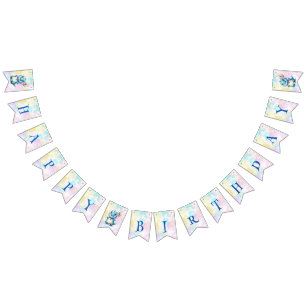 Blue Cute Rainbow Balloon dinosaurs Birthday party Bunting Flags