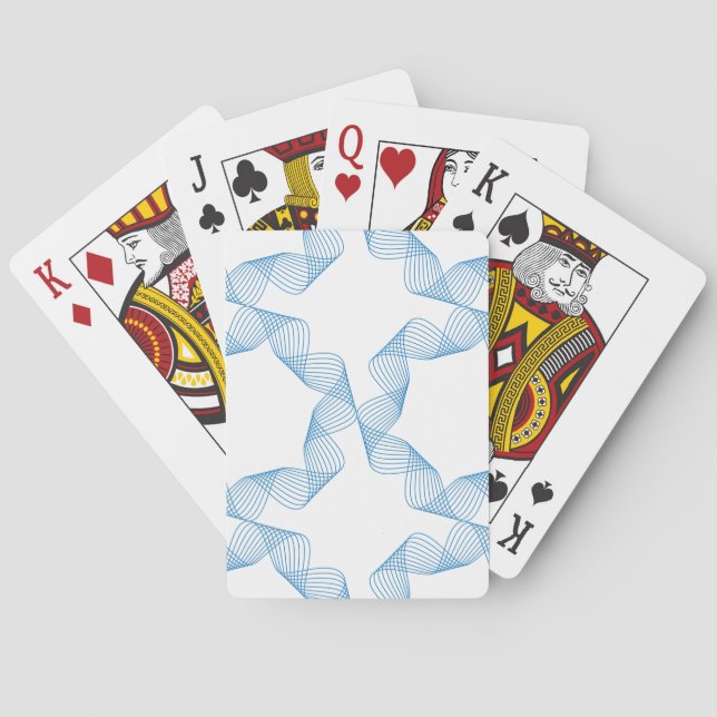 Blue, cute, simple, elegant geometric pattern art playing cards (Back)