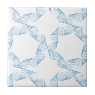 Blue, cute, simple, elegant geometric pattern art tile