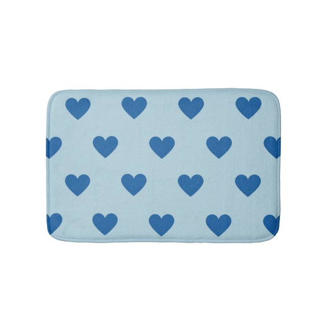 Blue Cute Simple Heart Pattern Bath Mat (Front)