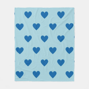 Blue Cute Simple Heart Pattern Fleece Blanket
