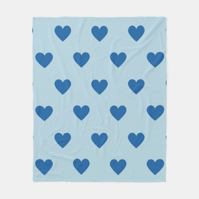 Blue Cute Simple Heart Pattern Fleece Blanket (Front)
