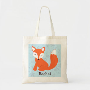 Blue Cute Woodland Baby Fox Personalized Tote