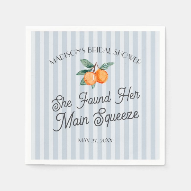 Blue Cutie Main Squeeze Citrus Bridal Shower Napkin (Front)
