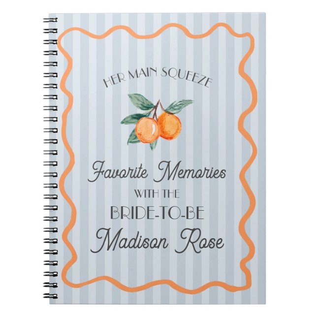 Blue Cutie Main Squeeze Favourite Memories Bride Notebook (Front)
