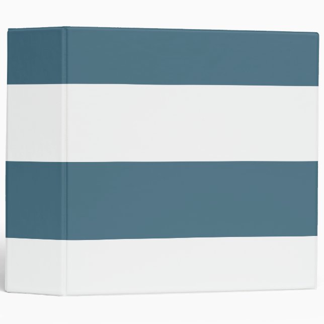 Blue Cyan and White Simple Extra Wide Stripes Binder (Front/Spine)