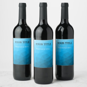 Blue cyan geometric mesh Triangle Custom text Wine Label