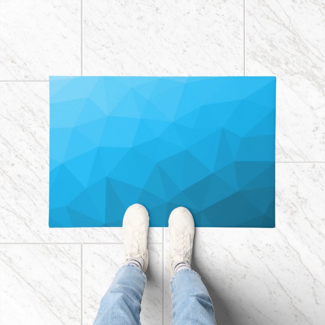 Blue cyan gradient geometric mesh pattern doormat (Indoor)