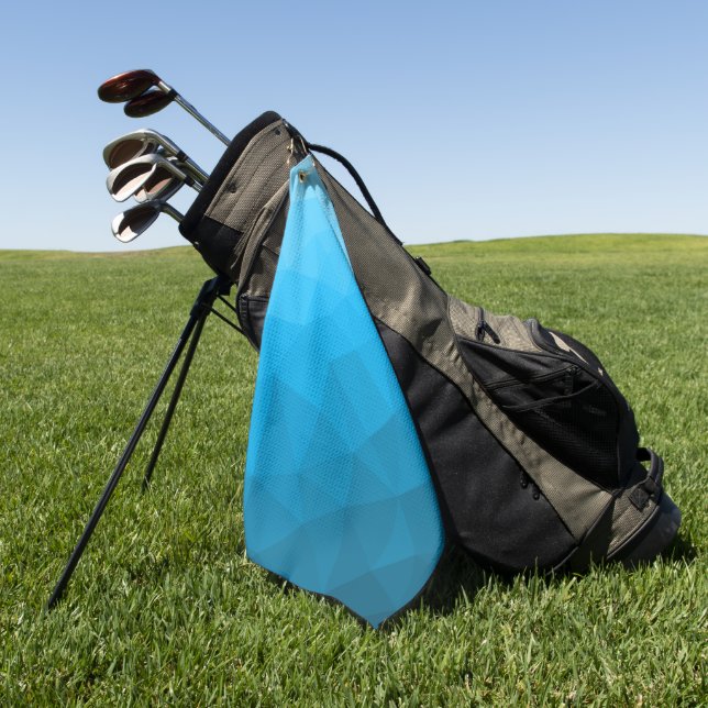 Blue cyan gradient geometric mesh pattern golf towel (Green)