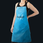 Blue cyan gradient geometric mesh pattern Monogram Apron<br><div class="desc">Monogram Personalize with your custom initial and name. 
Triangle geometric mesh with light dark blue ombre gradient. 
pattern,  ombre,  mesh,  triangles,  geometry,  geometric,  gradient,  cool,  triangle,  bright,  blue,  cyan</div>