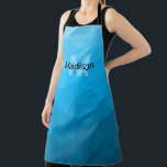 Blue cyan gradient geometric mesh pattern Monogram Apron<br><div class="desc">Monogram Personalize with your custom initial and name. 
Triangle geometric mesh with light dark blue ombre gradient. 
pattern,  ombre,  mesh,  triangles,  geometry,  geometric,  gradient,  cool,  triangle,  bright,  blue,  cyan</div>