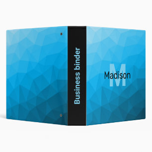 Blue cyan gradient geometric mesh pattern Monogram Binder