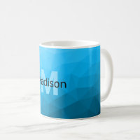 Blue cyan gradient geometric mesh pattern Monogram