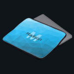 Blue cyan gradient geometric mesh pattern Monogram Laptop Sleeve<br><div class="desc">Monogram Personalize with your custom initial and name. 
Triangle geometric mesh with light dark blue ombre gradient. 
pattern,  ombre,  mesh,  triangles,  geometry,  geometric,  gradient,  cool,  triangle,  bright,  blue,  cyan</div>