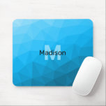Blue cyan gradient geometric mesh pattern Monogram Mouse Pad<br><div class="desc">Monogram Personalize with your custom initial and name. 
Triangle geometric mesh with light dark blue ombre gradient. 
pattern,  ombre,  mesh,  triangles,  geometry,  geometric,  gradient,  cool,  triangle,  bright,  blue,  cyan</div>