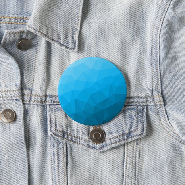 Blue cyan gradient geometric mesh pattern Triangle 3 Inch Round Button (In Situ)