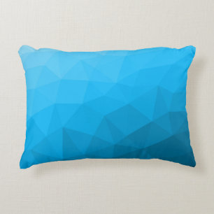 Blue cyan gradient geometric mesh pattern Triangle Accent Pillow
