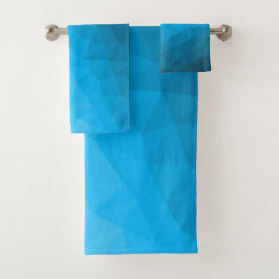 Blue cyan gradient geometric mesh pattern Triangle Bath Towel Set