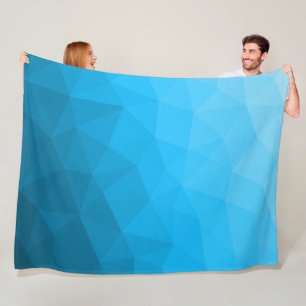 Blue cyan gradient geometric mesh pattern Triangle Fleece Blanket