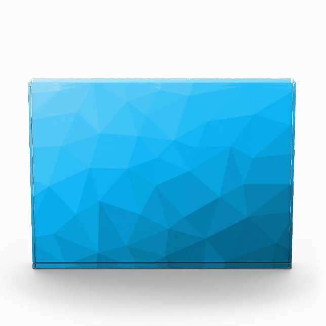 Blue cyan gradient geometric mesh pattern Triangle Photo Block (Front)