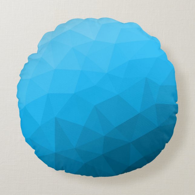 Blue cyan gradient geometric mesh pattern Triangle Round Pillow (Front)
