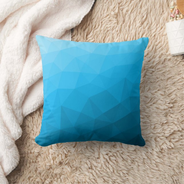 Blue cyan gradient geometric mesh pattern Triangle Throw Pillow (Blanket)