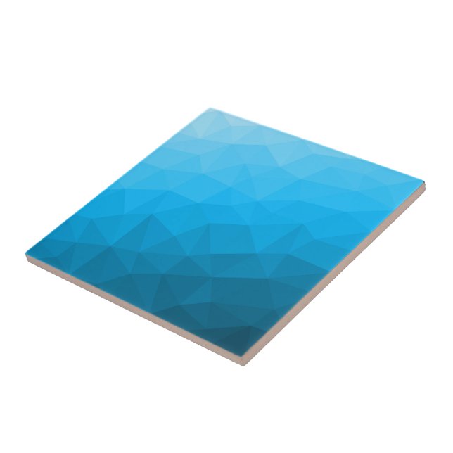 Blue cyan gradient geometric mesh pattern Triangle Tile (Side)