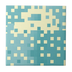 Blue & Cyan Pixel Pattern Tile