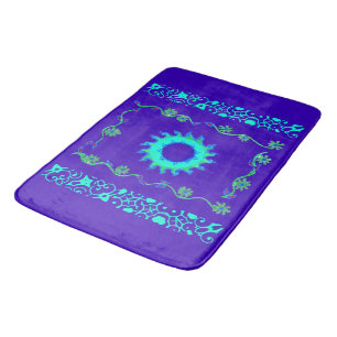 Blue Cyan Royal Blue Iridescent Colour Art Print Bath Mat